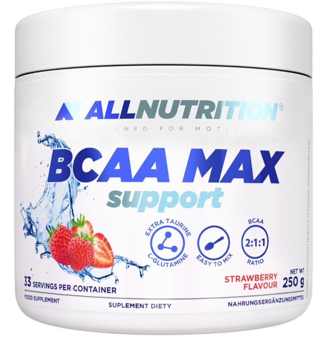 BCAA Max Support, căpșună, 250 g, AllNutrition