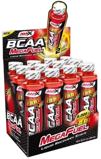BCAA MegaFuel 6000, portocală, 12 shoturi x 150 ml, Amix