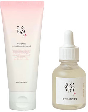 Beauty of Joseon Set - peeling pentru față Apricot Blossom și ser iluminator Glow Deep, 100 + 30 ml
