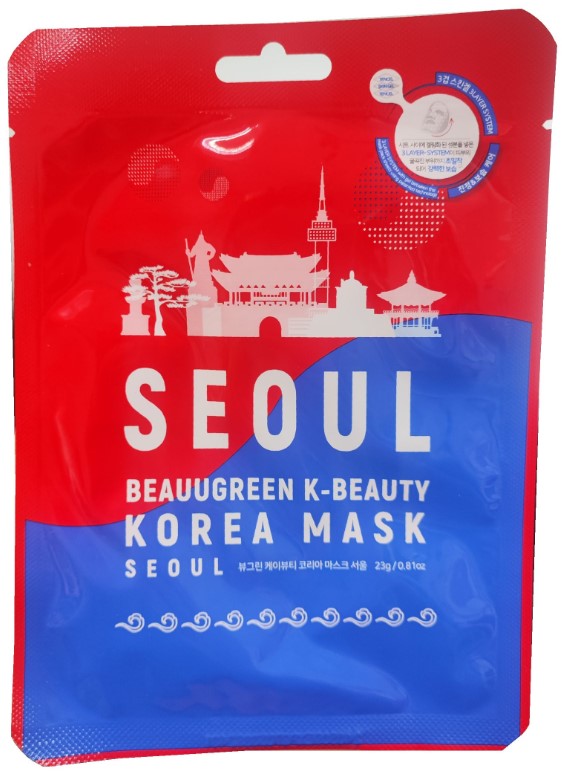 BeauuGreen Foaie de mască facială Seoul, 23 g