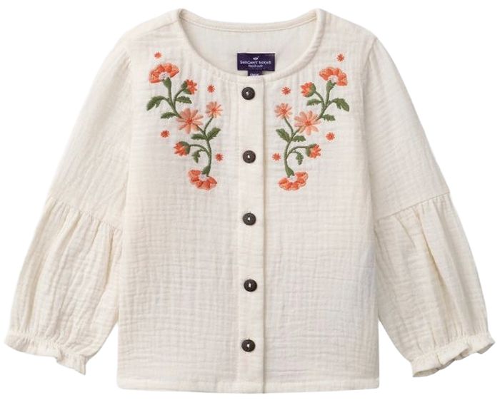 Bluziță pentru bebeluși Sergent Major - Cu broderie florală, 9 m