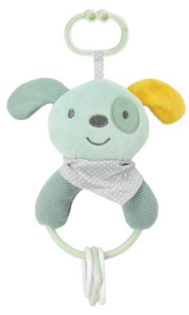 Zornăitoare pentru bebeluși cu figurine Lorelli - Câine, verde