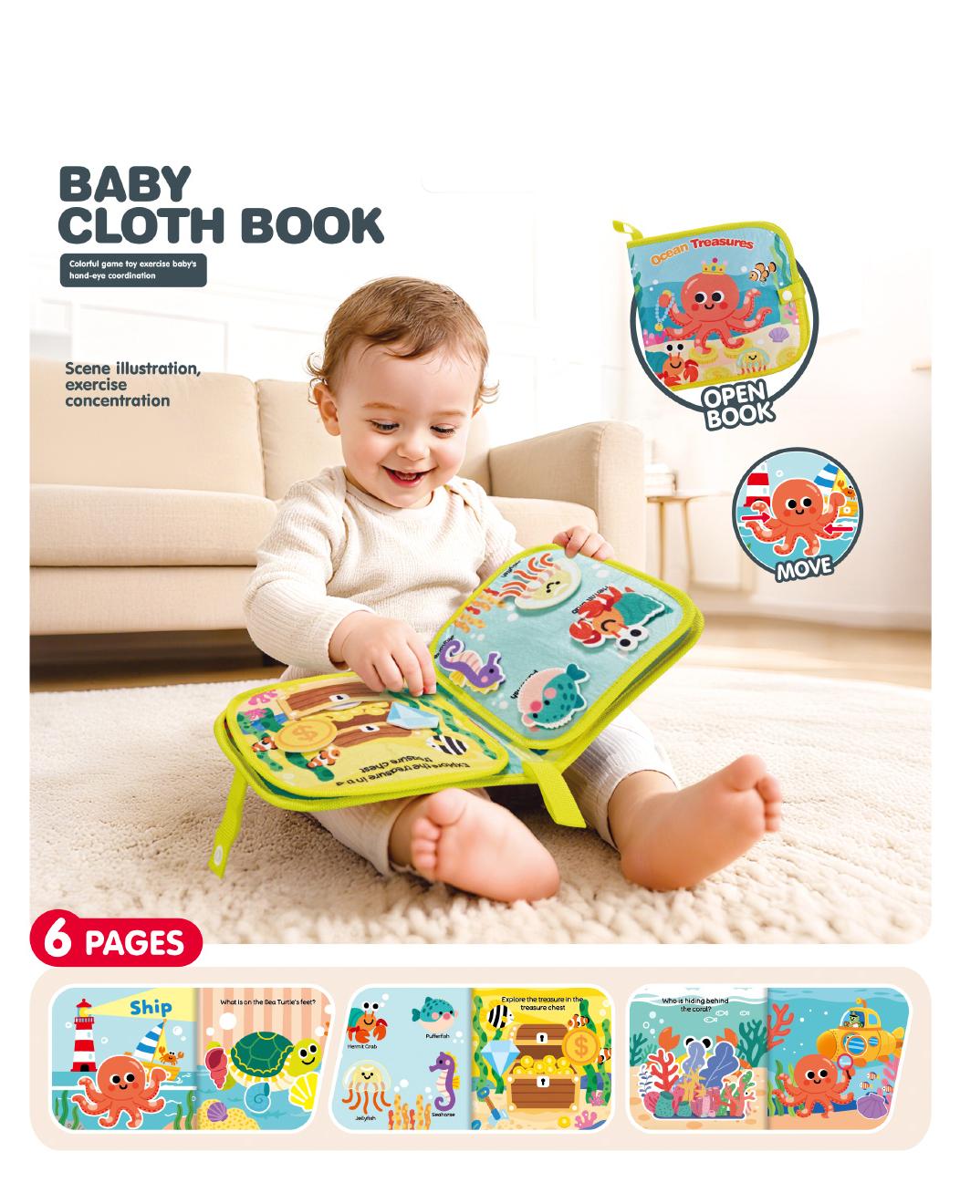 Carte interactivă pentru bebeluși Chipolino - Ocean, cu 6 pagini