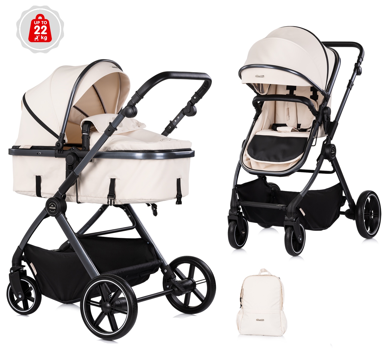 Cărucior pentru bebeluși 2 în 1 Chipolino - Pearl, cașmir