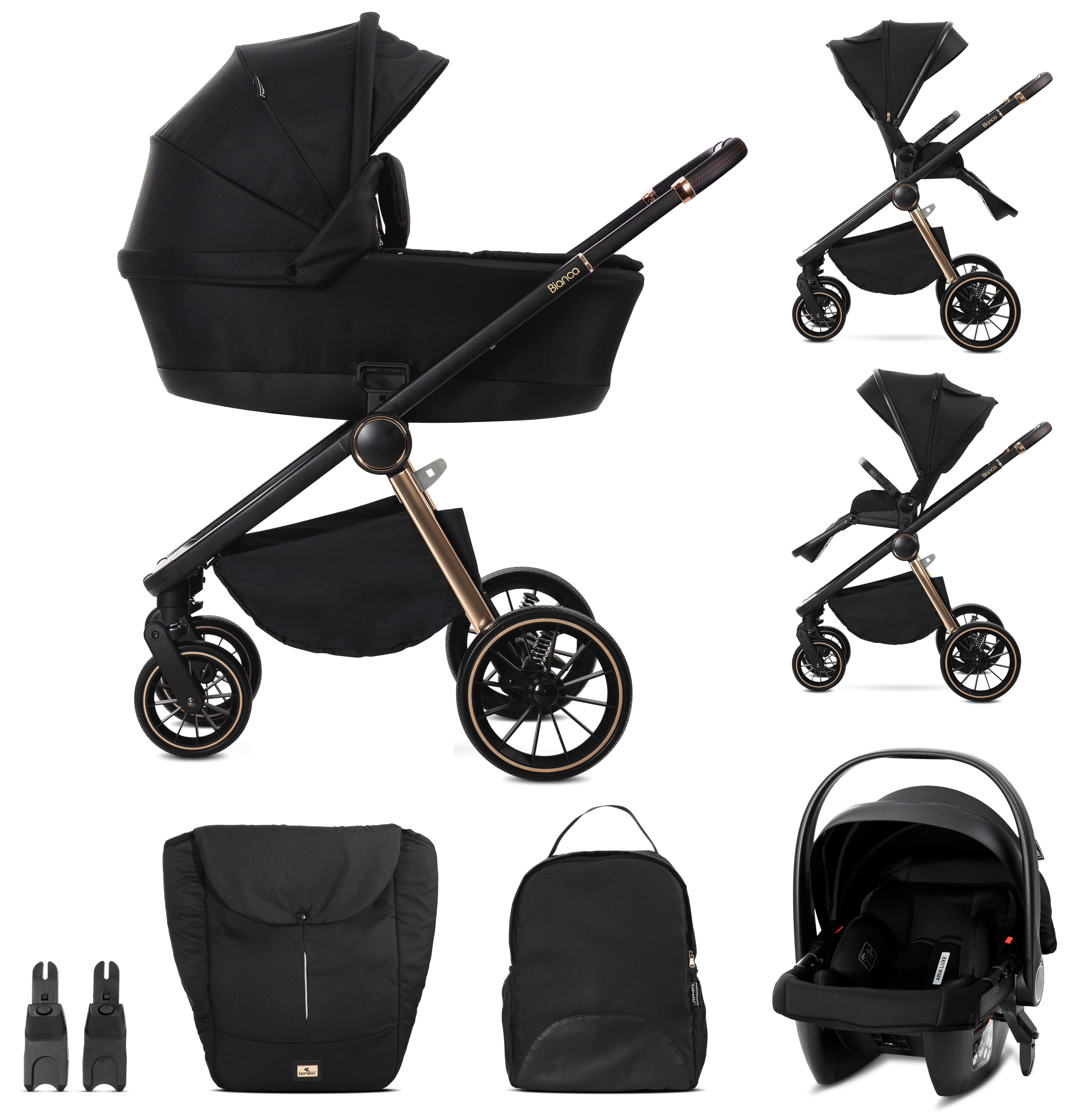 Carucior pentru copii 3 in 1 Lorelli - Bianca, Black
