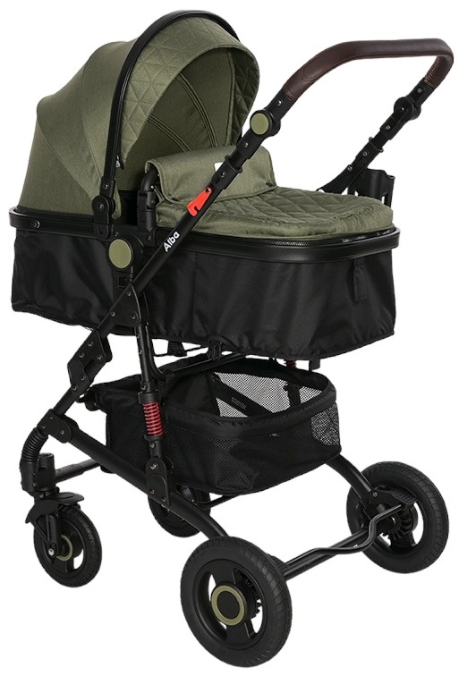 Cărucior pentru bebeluși  Lorelli - Alba Premium, cu adaptoare , Loden Green