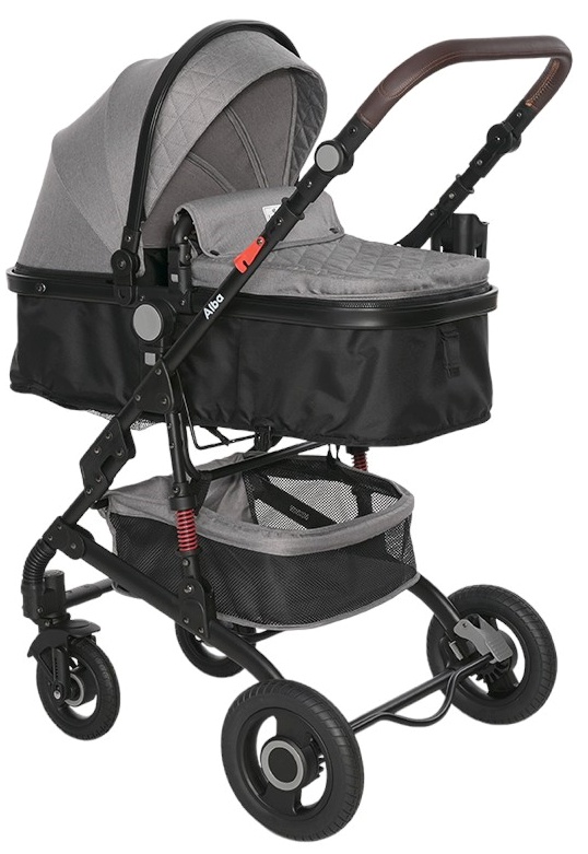 Cărucior pentru bebeluși  Lorelli - Alba Premium, cu adaptoare , Opaline Grey