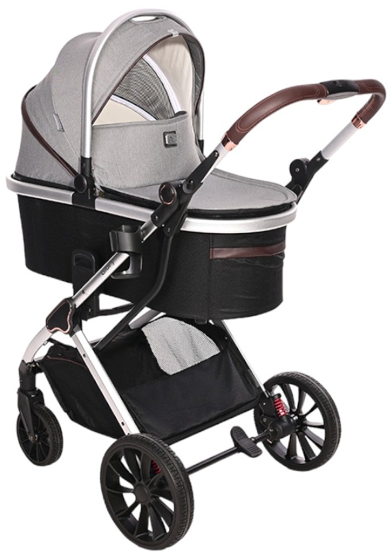 Carucior pentru bebelusi 2 in 1  Lorelli - Glory, cu adaptoare, Opaline Grey