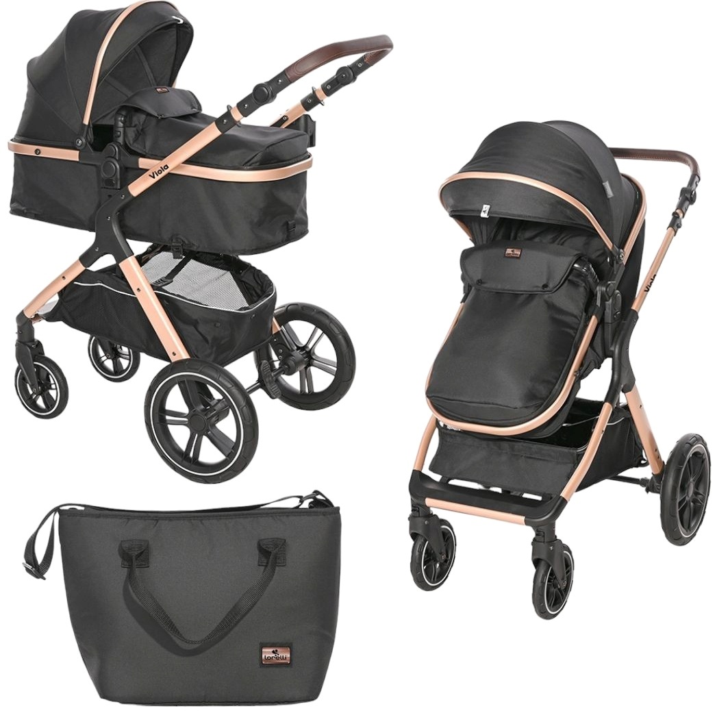 Cărucior pentru bebeluși Lorelli - Viola,cu adaptoare, Black Diamonds