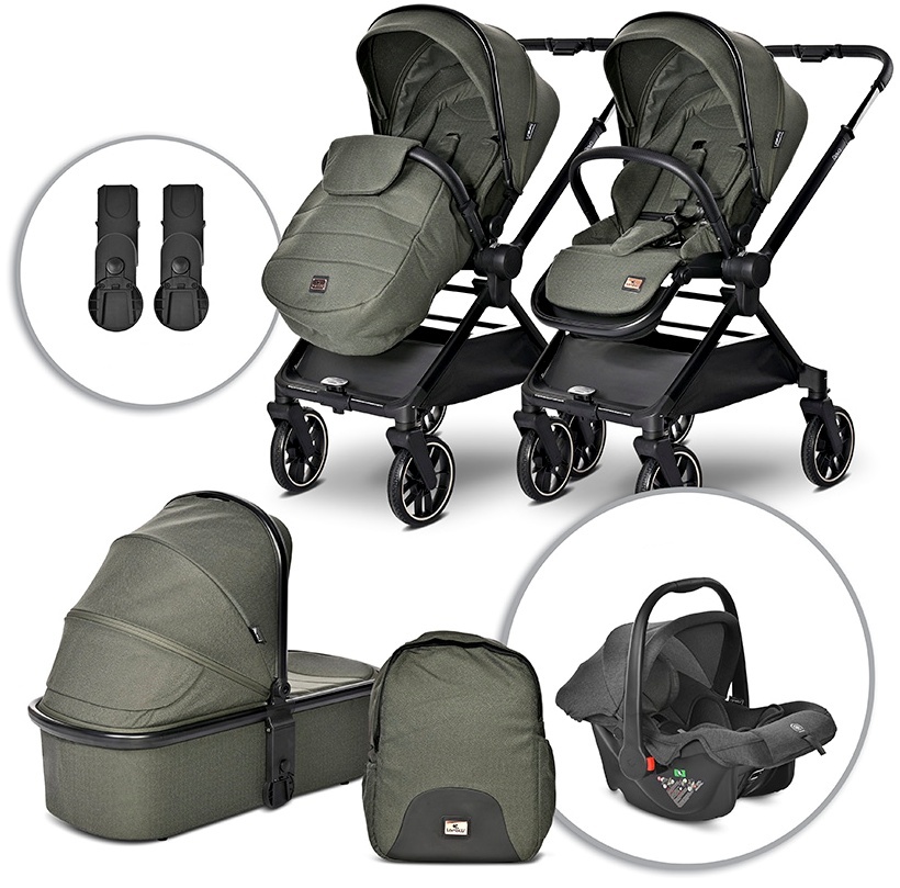 Cărucior pentru bebeluși cu mâner reversibil 3 în 1 Lorelli - Reya, Green