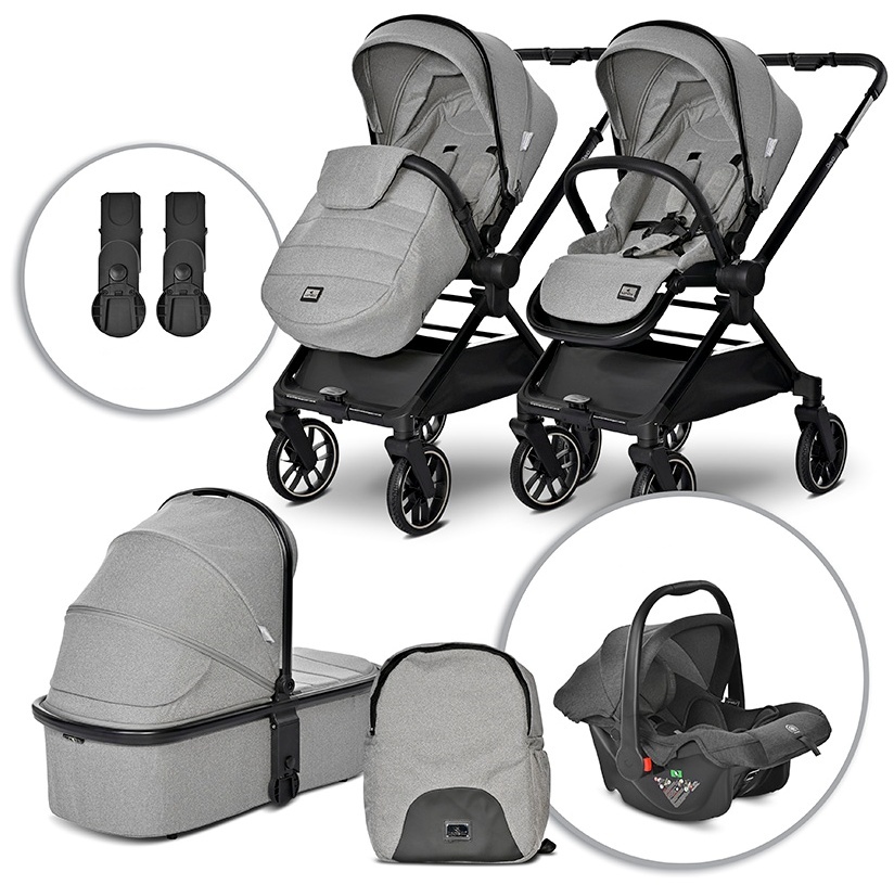 Carucior pentru bebelusi cu maner reversibil 3 in 1 Lorelli - Reya, Grey
