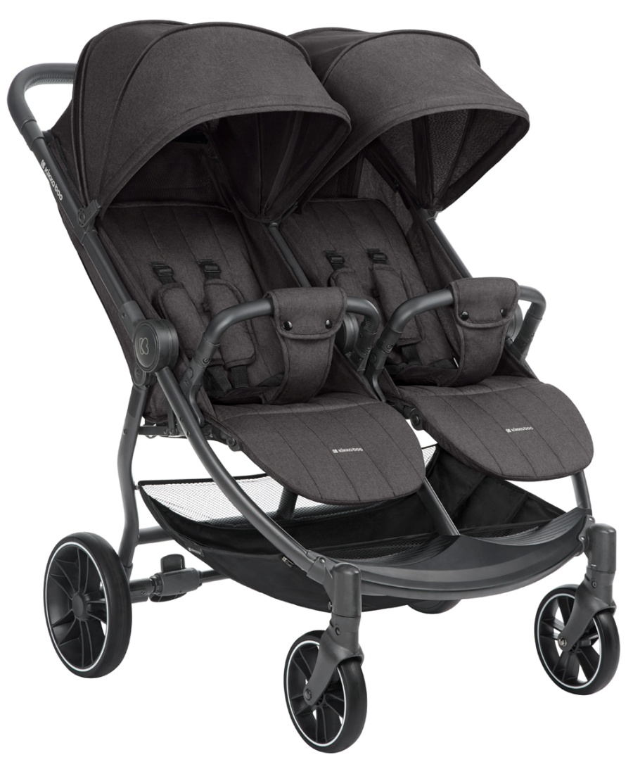 Carucior pentru copii pentru gemeni KikkaBoo - Happy 2, Dark Grey
