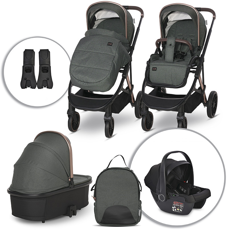 Carucior combinat 3 in 1 pentru bebelusi Lorelli - Aria, Green