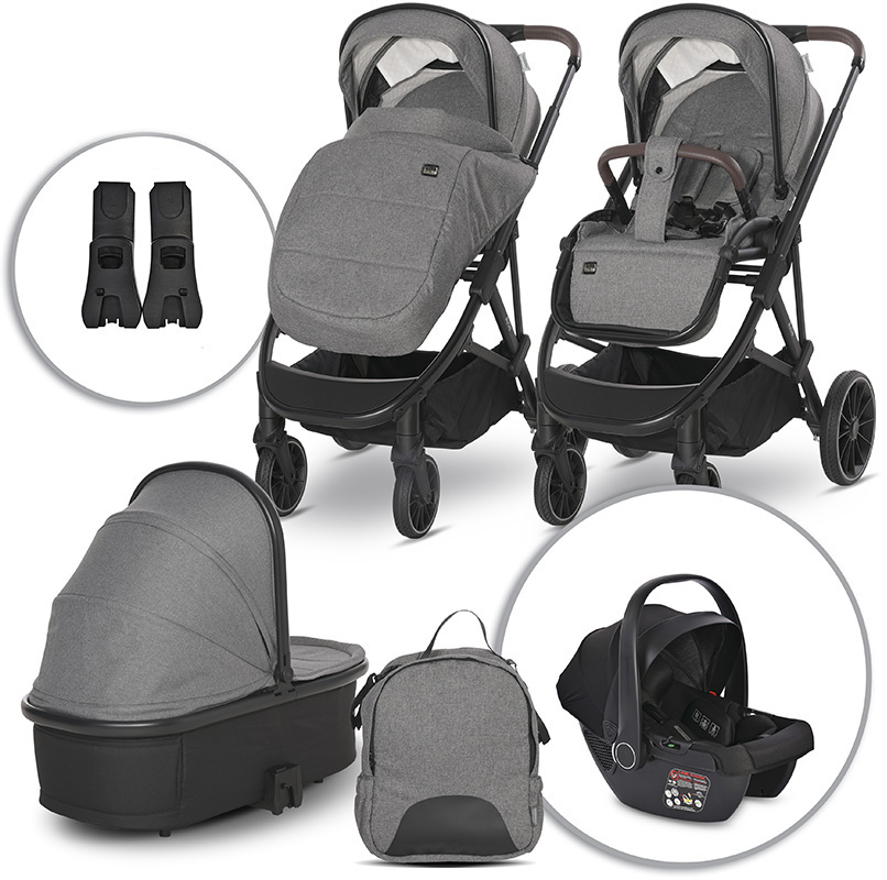 Carucior combinat Lorelli 3 in 1 pentru bebelusi Lorelli - Aria, Grey