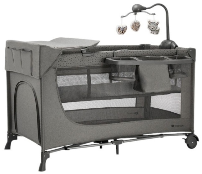 Pătuț pliabil pentru copii Kinderkraft - Joy Full 2, Dark Grey