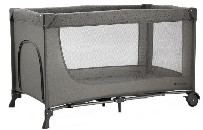 Pătuț pliabil pentru copii  Kinderkraft - Joy Simple 2, Dark Grey