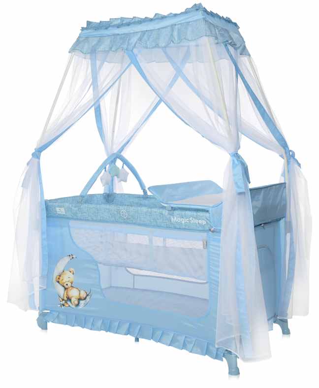 Pătuț pentru bebeluși Lorelli - Magic sleep, Sleeping bear, Blue moon