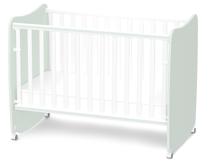 Pătuț pentru bebeluși Lorelli Premium - Stars, 60 x 120 cm, alb/verde lăptos