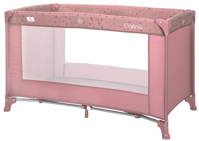 Pătuț pentru bebeluși pe 1 nivel Lorelli - Carina, Pink Stars