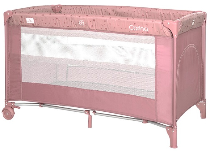 Pătuț pentru bebeluși cu 2 niveluri Lorelli - Carina, Pink Stars
