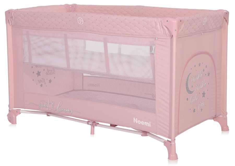 Pătuț pentru bebeluș pe 2 niveluri Lorelli - Noemi, Mellow rose star