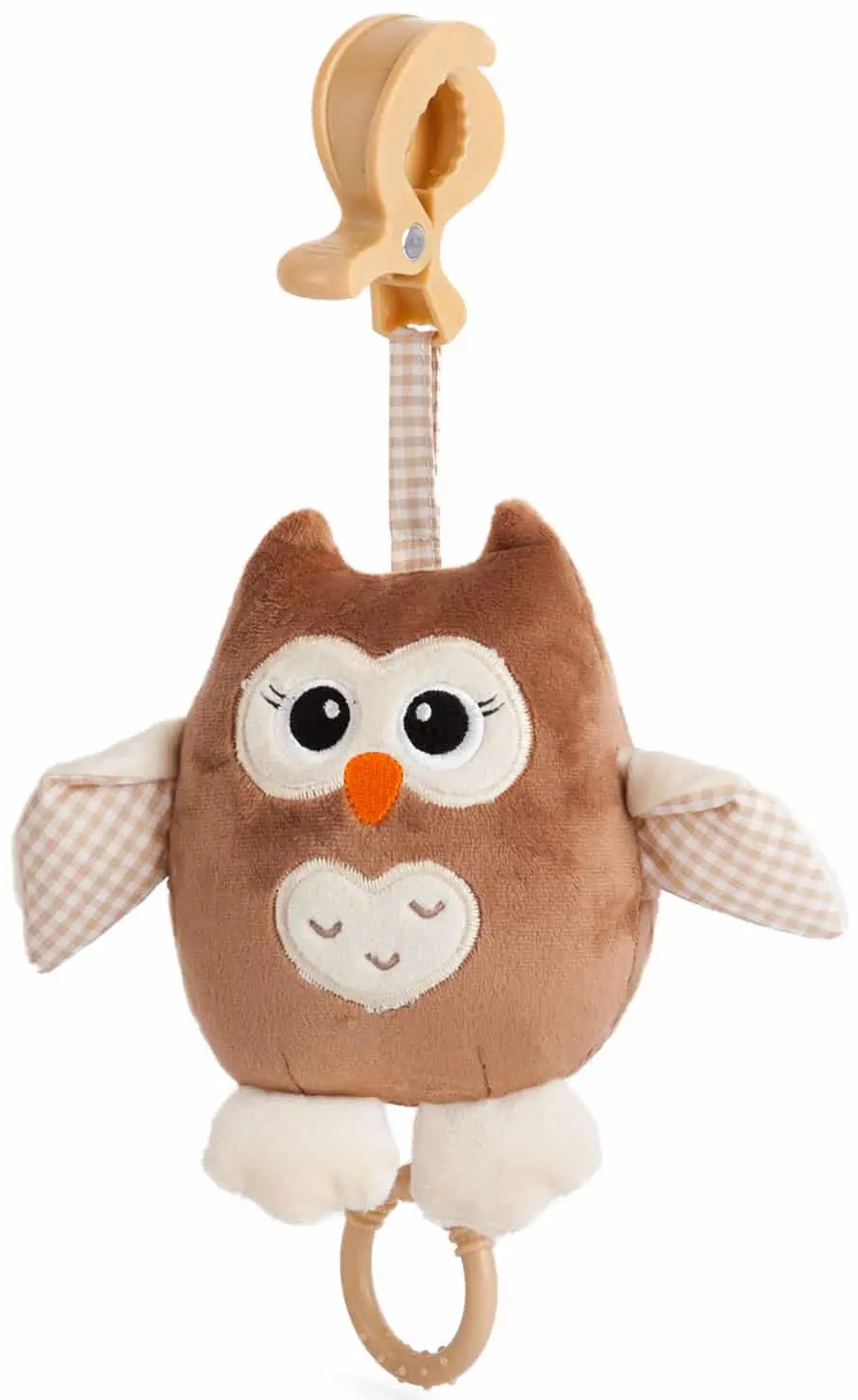 Jucărie muzicală pentru bebeluș Amek Toys - Bufnita, 17 cm, maro