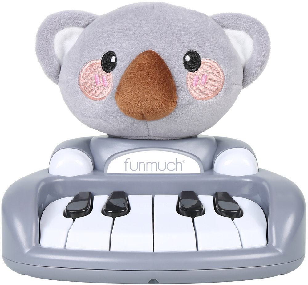 Jucărie muzicală pentru bebeluși Chipolino – Pian koala din pluș, gri deschis
