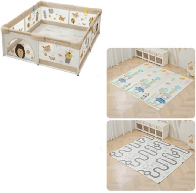 Gard pentru bebeluși Sonne  - Kiva, cu fermoar, covor si bile, 180 х 150 х 65 cm