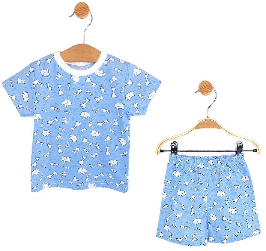 Pijamale pentru bebeluși cu mâneci scurte Rainy - Animale, albastru, 74 cm, 6-9 luni