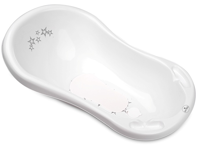 Cadita pentru bebelusi cu scurgere Lorelli - Little stars, 84 cm, alba