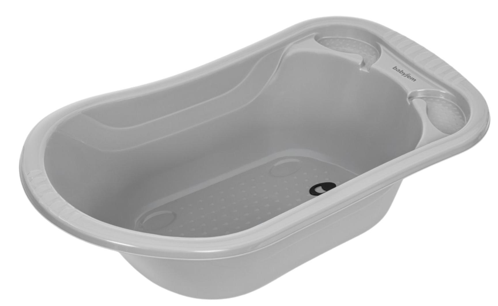 Cadă pentru bebeluși cu sifon BabyJem - 50 l, 89 cm, Soft Grey