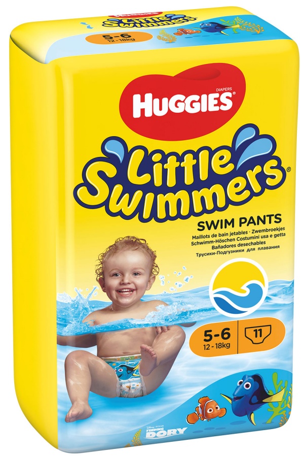 Chilotei inot Little Swimmers, Nr. 5-6, 12-18kg, 11 bucati, Huggies - imagine 2