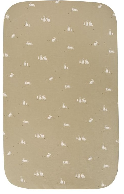 Cearșaf de pat pentru bebeluși cu elastic Bimbidreams - Bunny, 60 x 120 cm, Green Moss