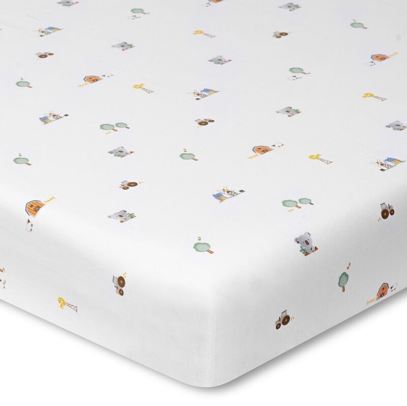 Cearșaf de pat pentru bebeluși cu elastic Interbaby - Granja Koala, 60 x 120 cm