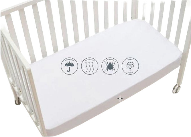 Cearșaf de pat pentru bebeluși cu elastic Interbaby - Impermeabil, 50 x 80 cm, alb