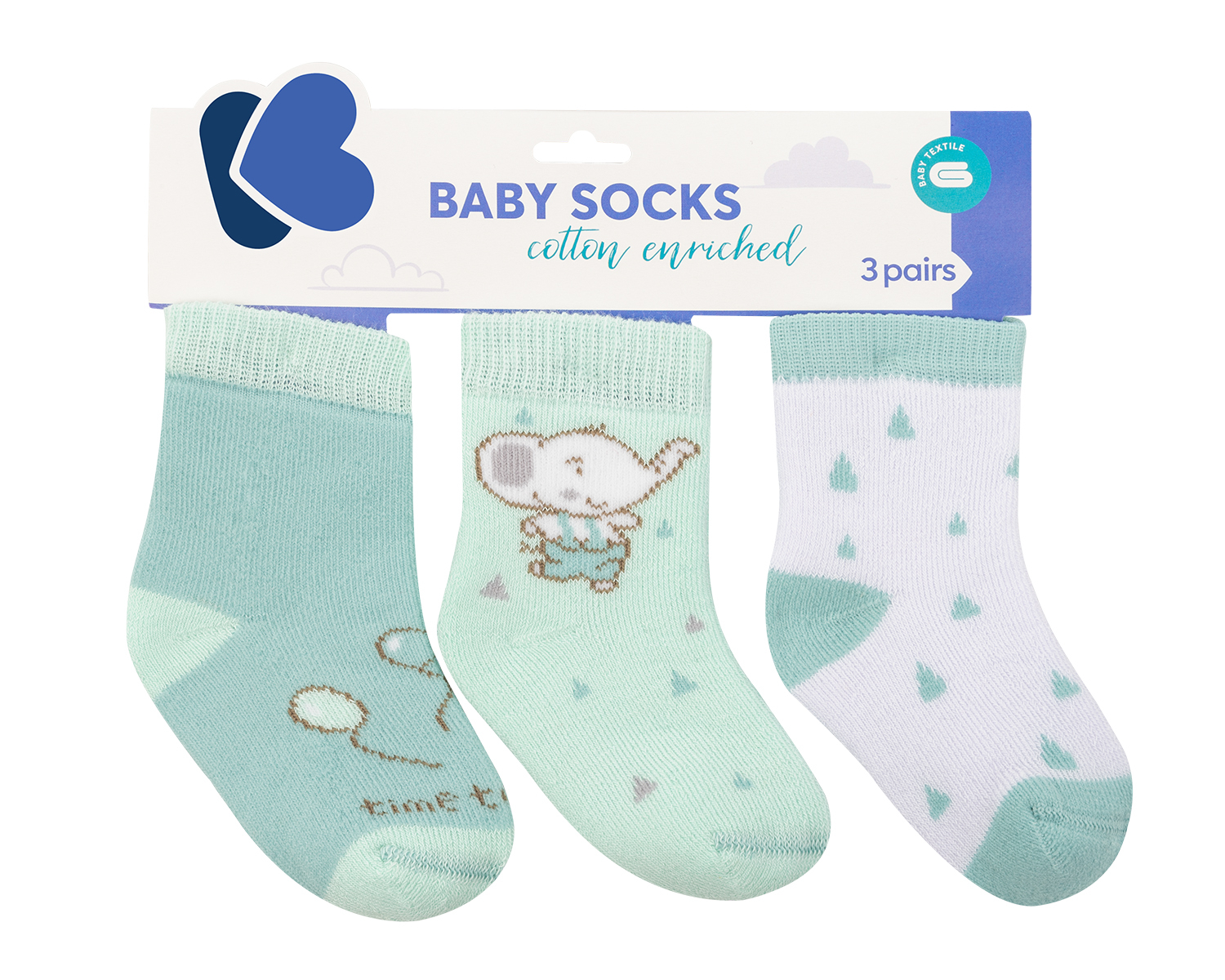 Sosete pentru bebelusi Kikka Boo Elephant Time - Din bumbac, 2-3 ani
