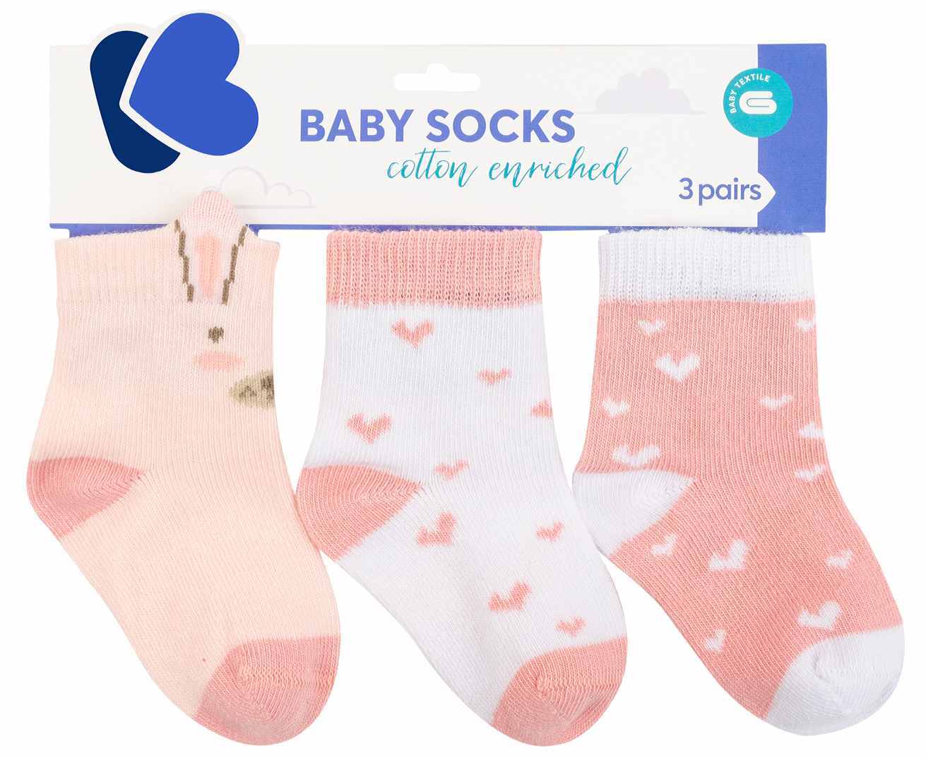 Sosete bebelusi cu urechi 3D Kikka Boo - Rabbits in Love, 2-3 ani, 3 perechi