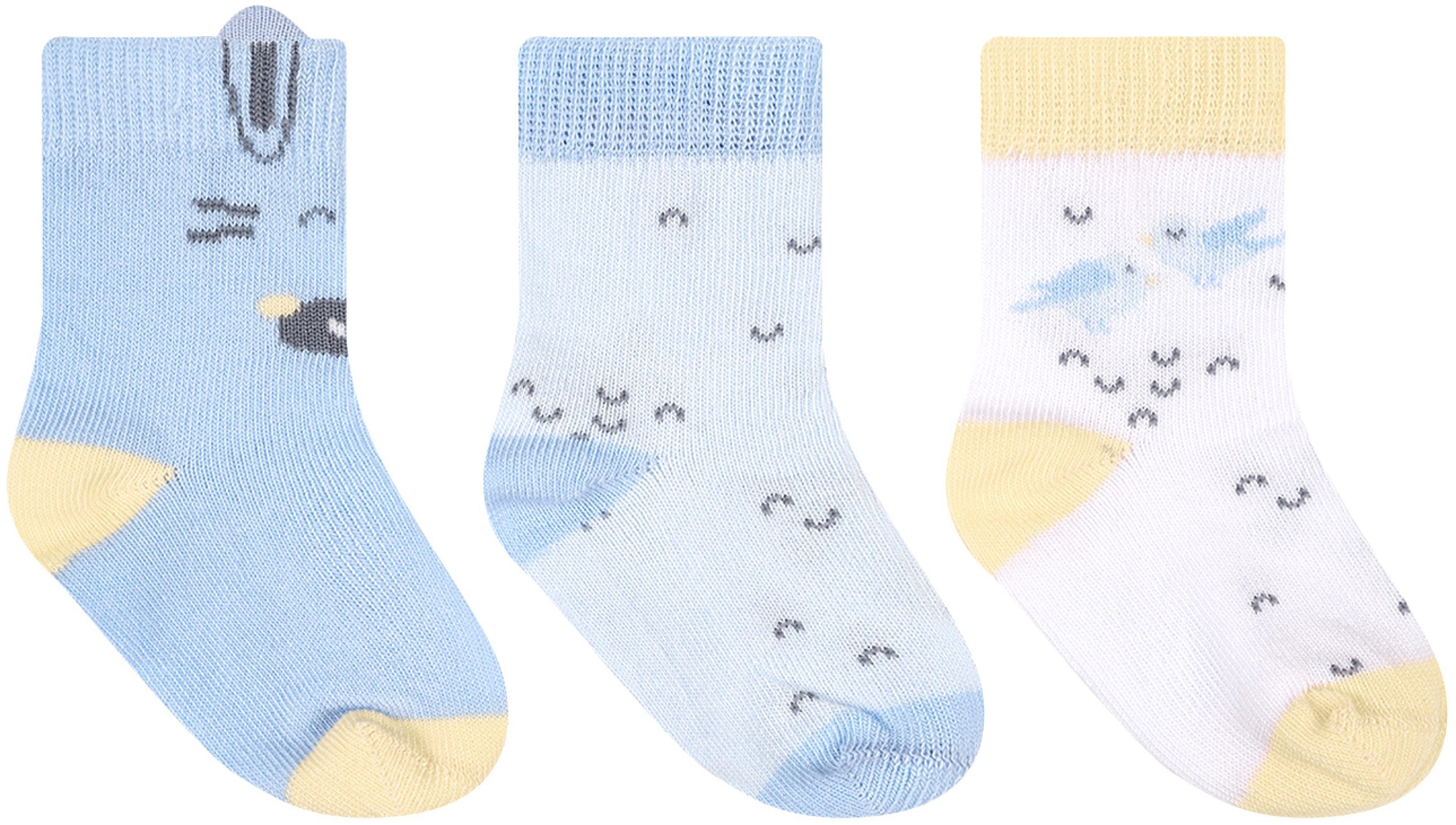 Șosete pentru bebeluși cu urechi 3D KikkaBoo Stripy Friends - 0-6 luni, 3 buc