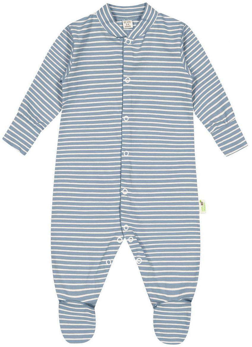 Salopeta cu dungi Bio Baby - 68 cm, 4-6 luni, albastru