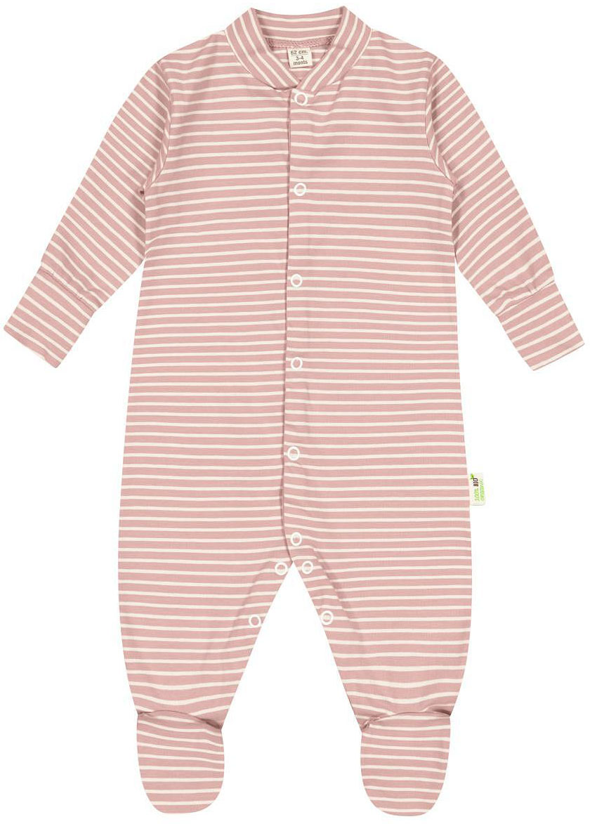 Salopeta cu dungi Bio Baby - 74 cm, 6-9 luni, roz