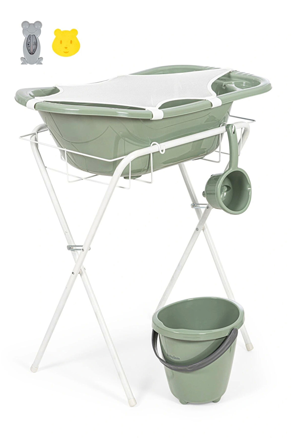 Set pentru baie bebe din  7 piese  BabyJem - Soft Green
