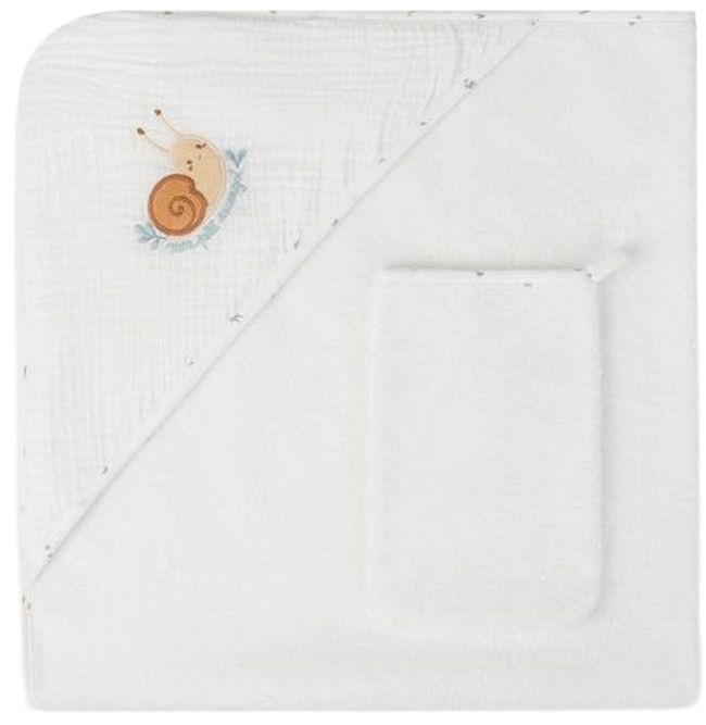 Set de baie pentru bebeluși Sergent Major - Prosop cu glugă și prosop mic, 80 x 80 cm