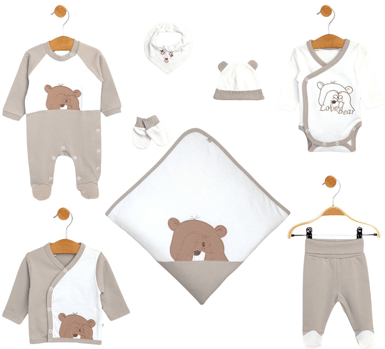 Set pentru bebeluși pentru externare din 8 piese Rainy - Love Bear, 0 luni+
