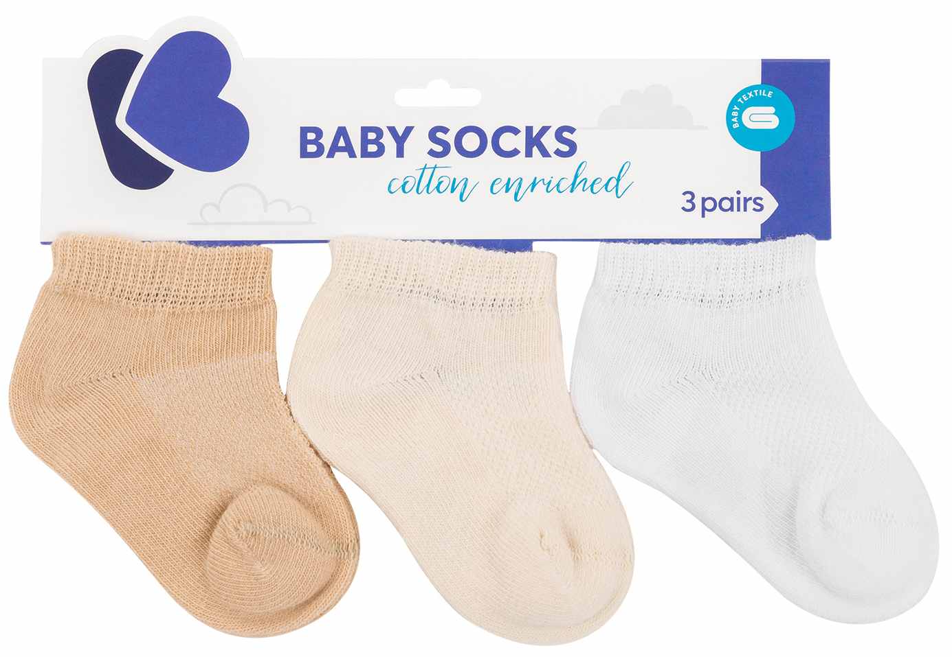 Ciorapi de vara pentru bebelusi KikkaBoo - 2-3 ani, 3 buc, Beige