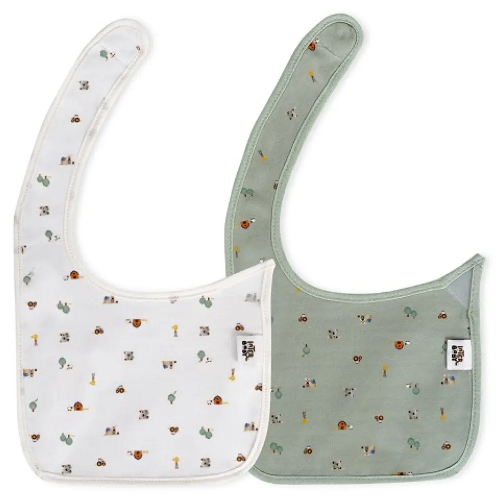 Bavețele pentru bebeluși Interbaby - Granja Koala, set de 2, verzi