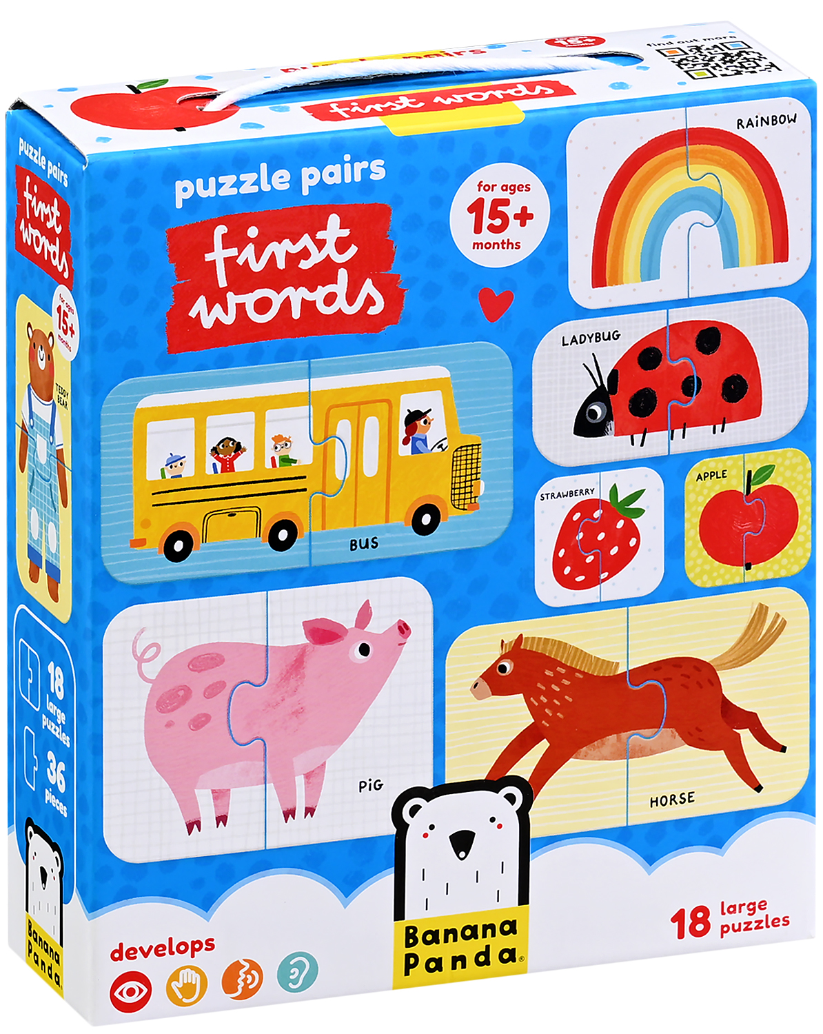 Puzzle pentru bebeluși Banana Panda 18 în 1 - Primele cuvinte