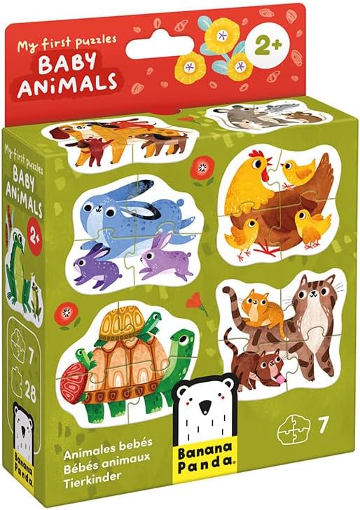 Puzzle pentru bebeluși Banana Panda 7 în 1 - Pui de animale