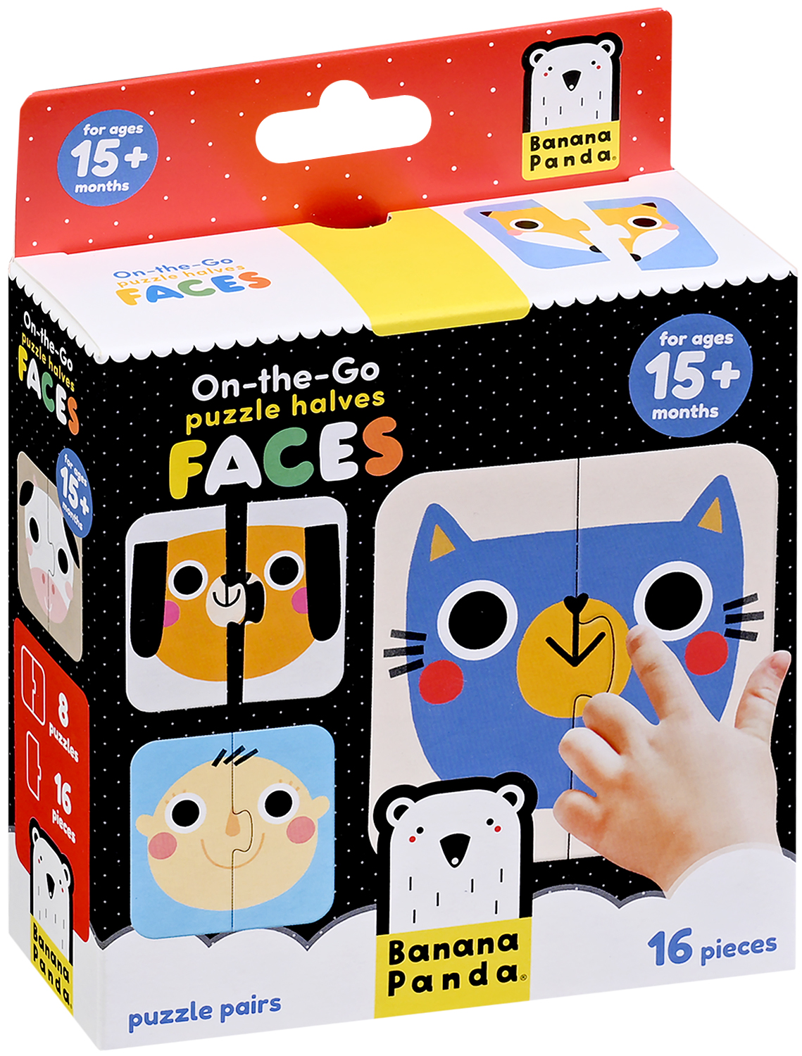 Puzzle pentru bebeluși Banana Panda 8 în 1 - Aranjează fețele