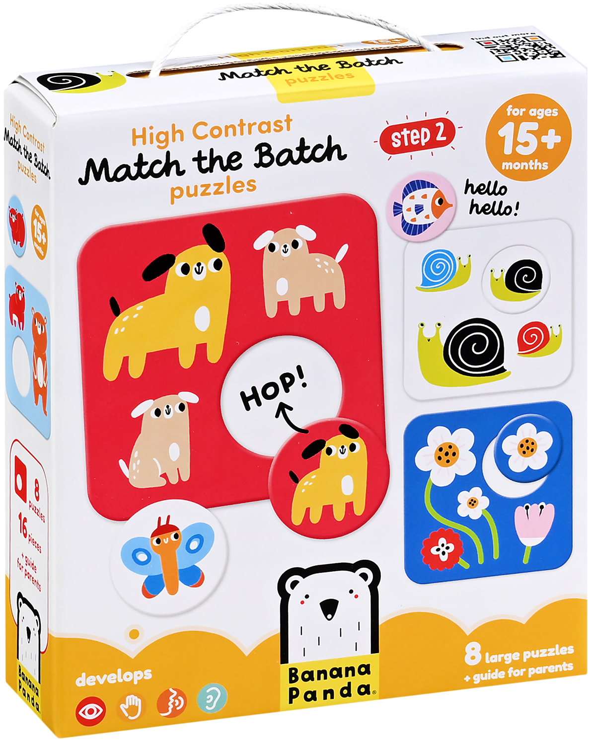 Puzzle pentru bebeluși Banana Panda 8 în 1 - Potrivește animalele și plantele