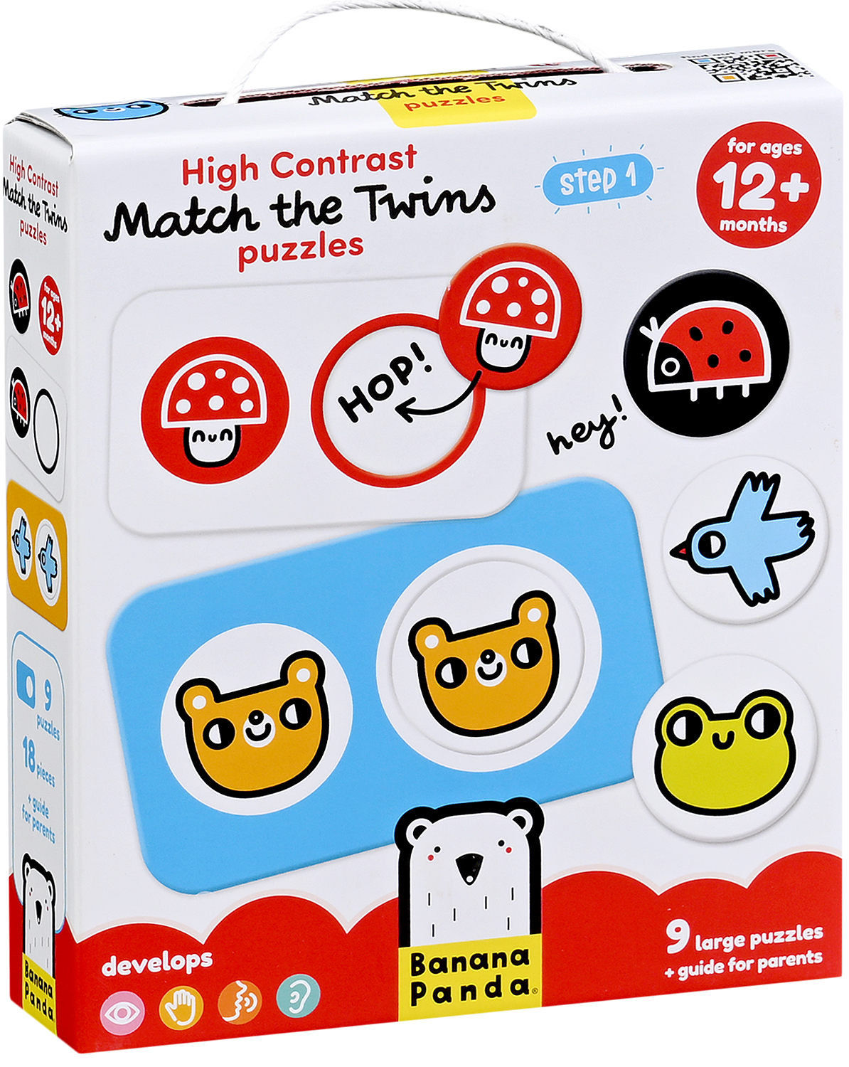 Puzzle pentru bebeluși Banana Panda 9 în 1 - Potrivește gemenii